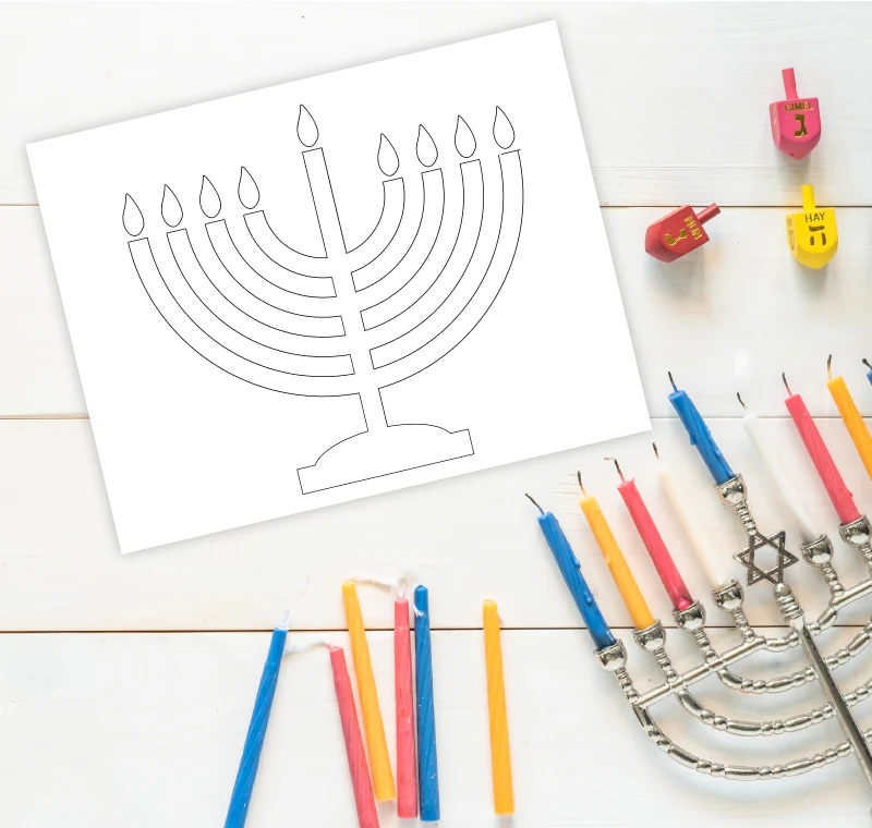 Free printable menorah coloring page