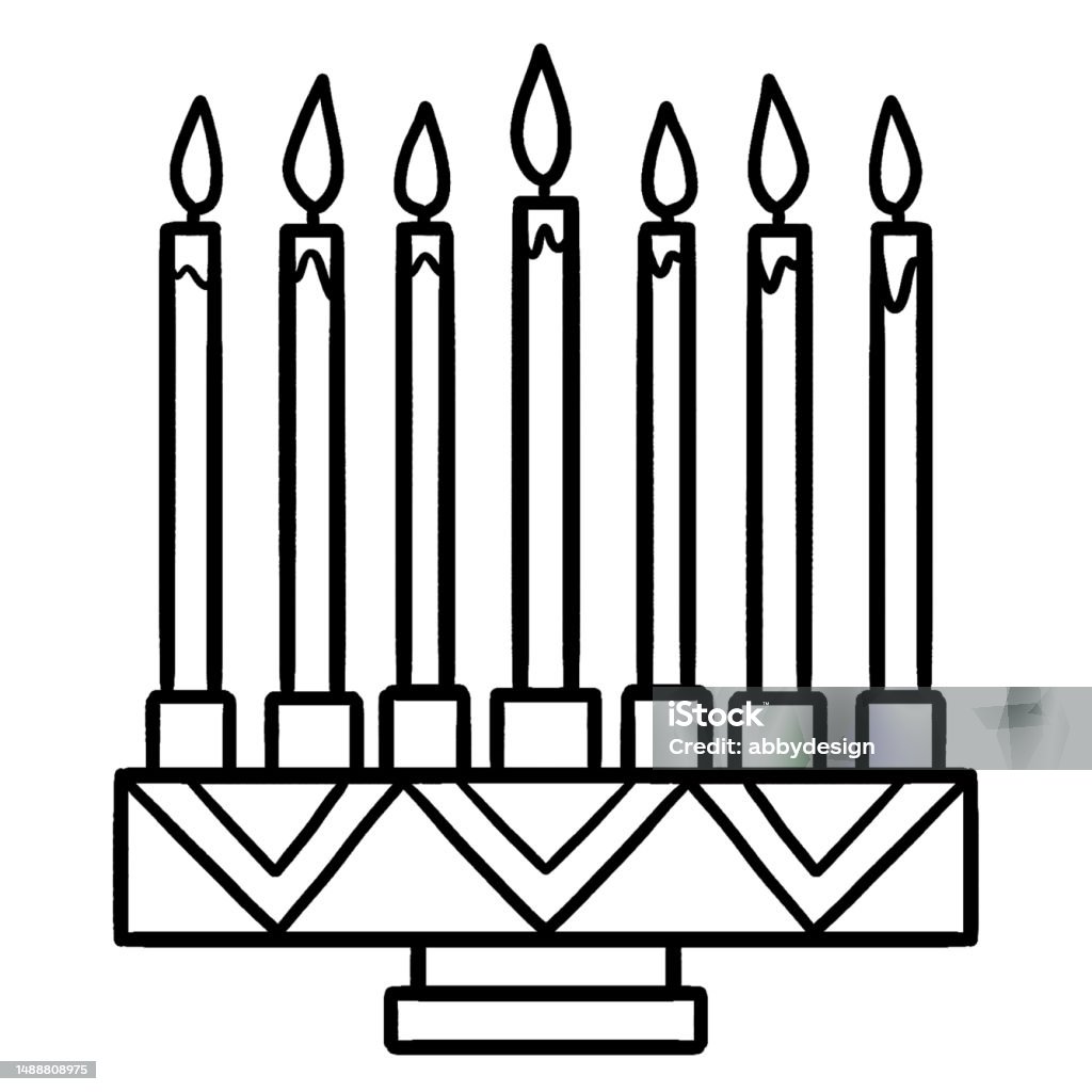 Kwanzaa kinara isolated coloring page for kids stock illustration