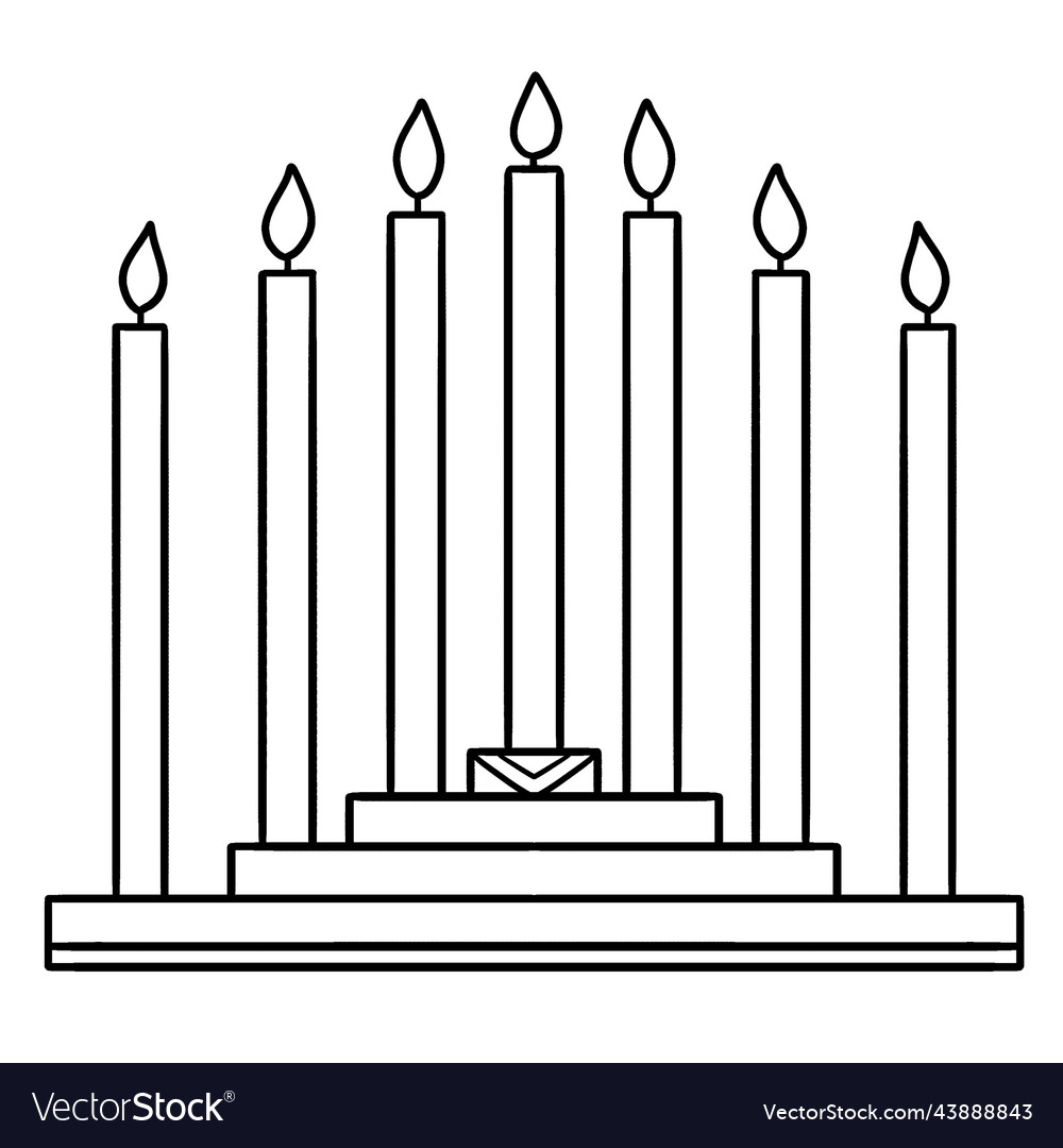 Kwanzaa kinara isolated coloring page for kids vector image