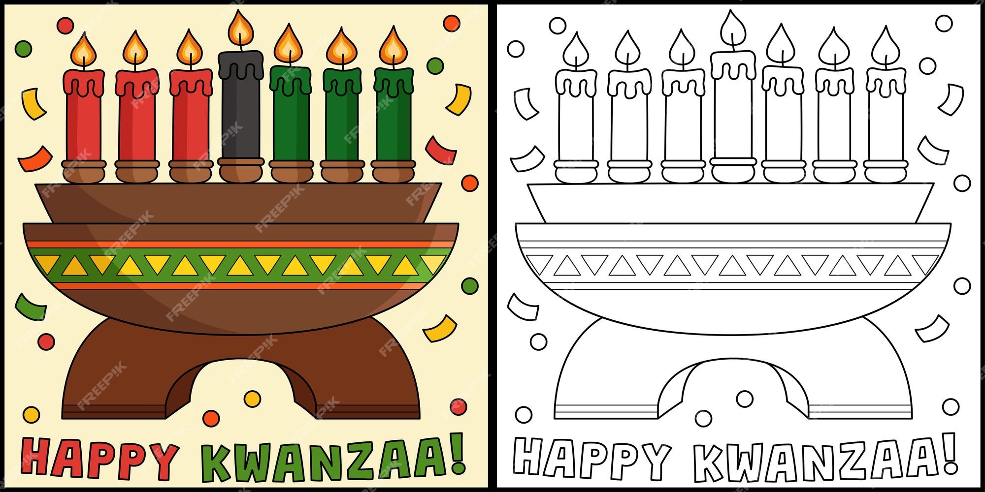 Premium vector happy kwanzaa kinara coloring page illustration