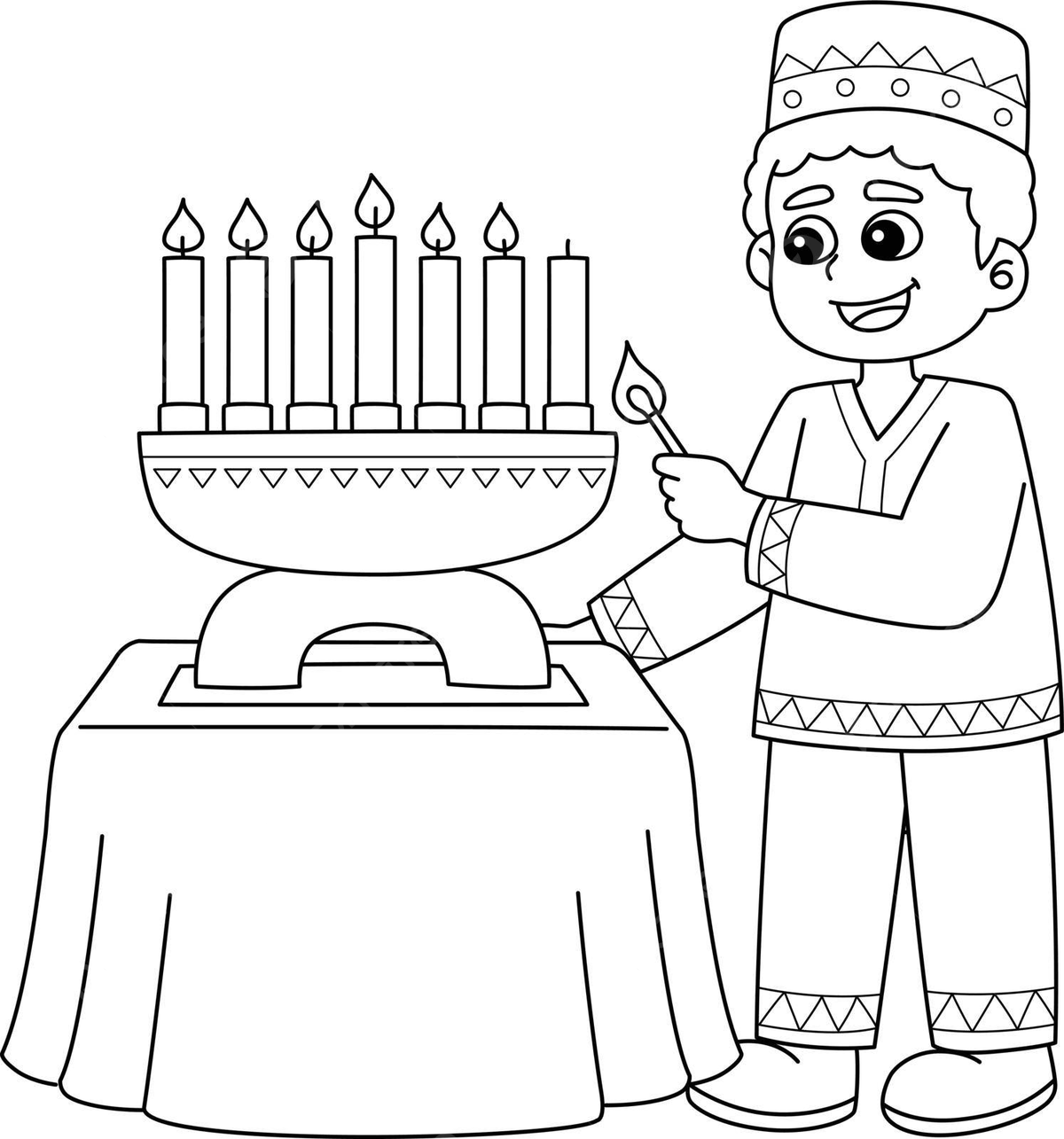 Kwanzaa boy lighting kinara isolated coloring imani harvest colouring page vector man drawing ring drawing harvest drawing png and vector with transparent background for free download