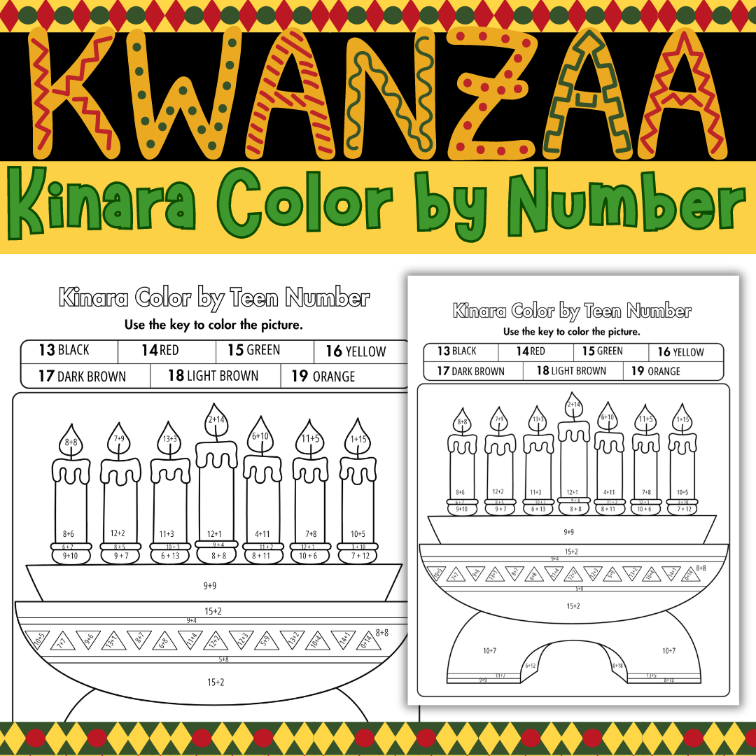 Kinara color by teen number kwanza coloring pages kinara coloring sheet made by teachers