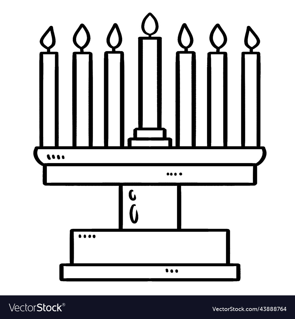 Kwanzaa kinara isolated coloring page for kids vector image