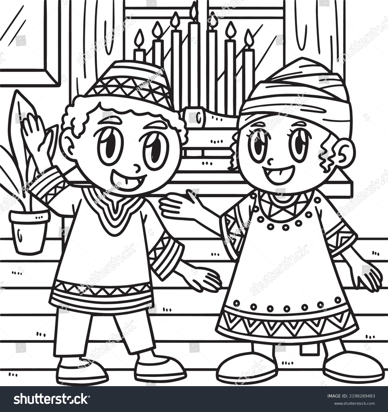 Hakuun kwanzaa children kinara coloring page kids liittyvã vektorikuva rojaltivapaa