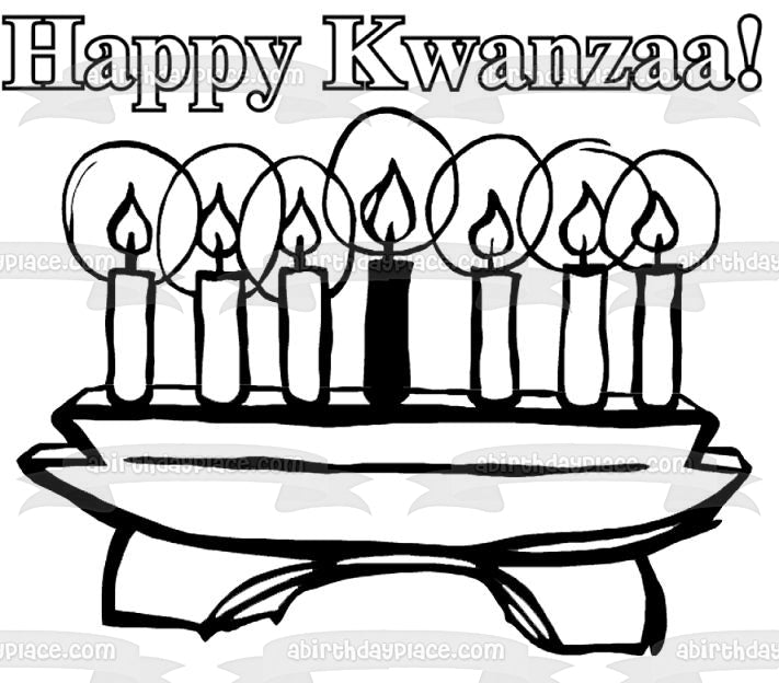 Happy kwanzaa kinara mishumaa saba candles edible cake topper image ab â a birthday place