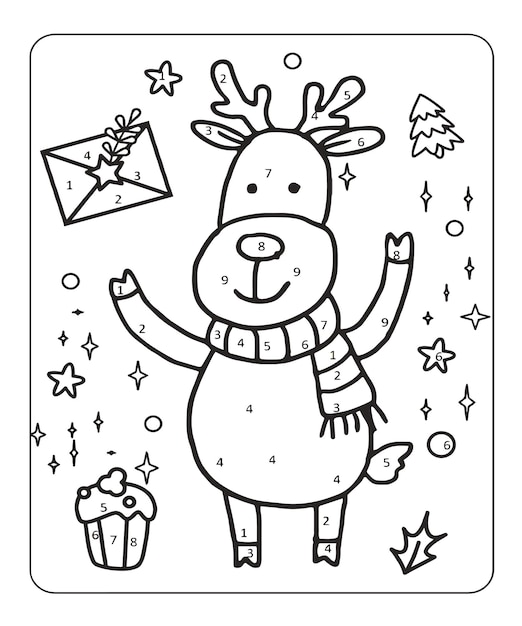 Premium vector christmas coloring page for kids