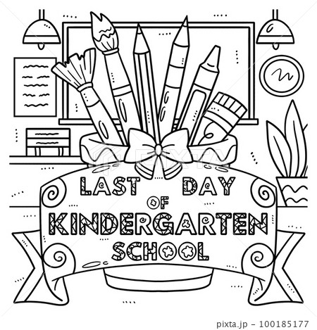 Last day of kindergarten school coloring page