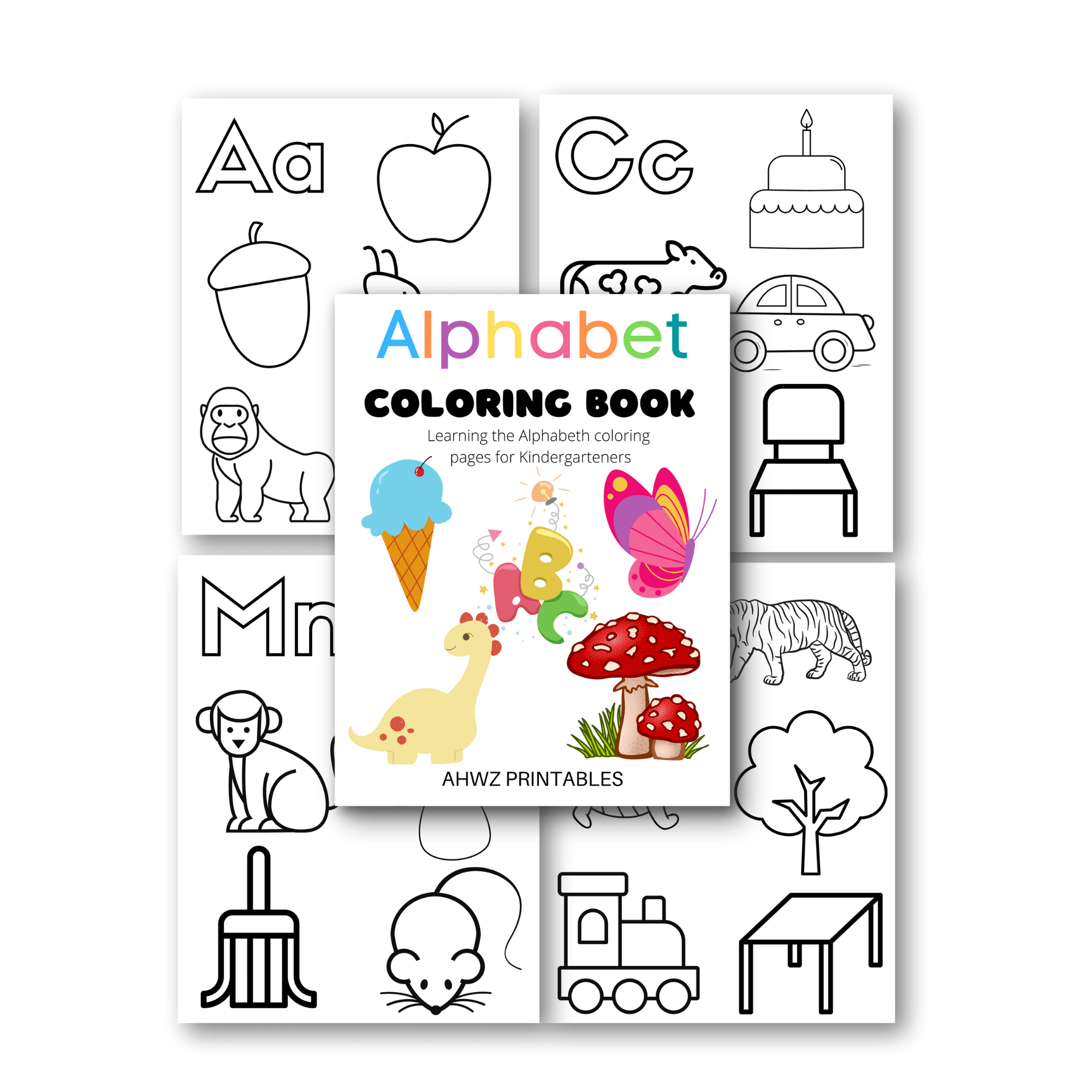 Kindergarten alphabet coloring book â at home with zan printables