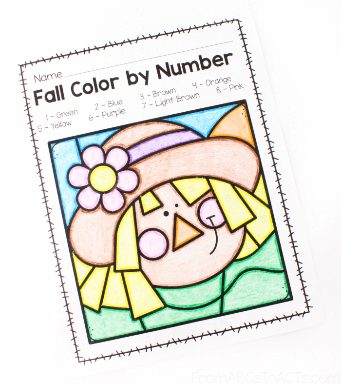 Fall color by number printables