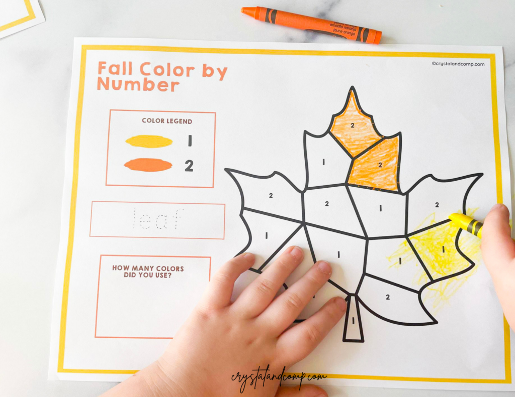 Fall color by number printables