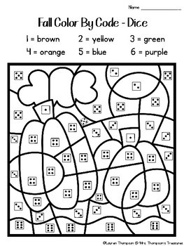 Fall coloring pages color by code kindergarten by mrs thompsons treasures