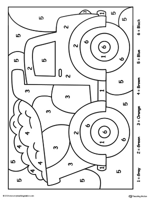 Kindergarten color by number printable worksheets