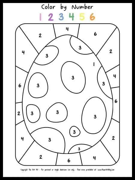 Free printable easter egg color by number coloring page with pebbles â the art kit