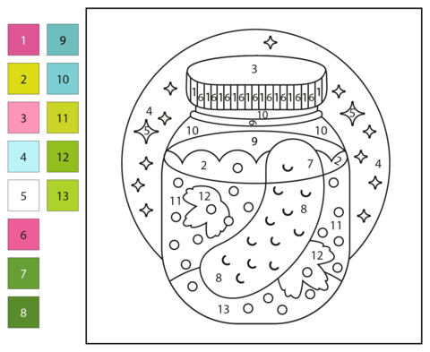 Pickle color by number free printable coloring pages