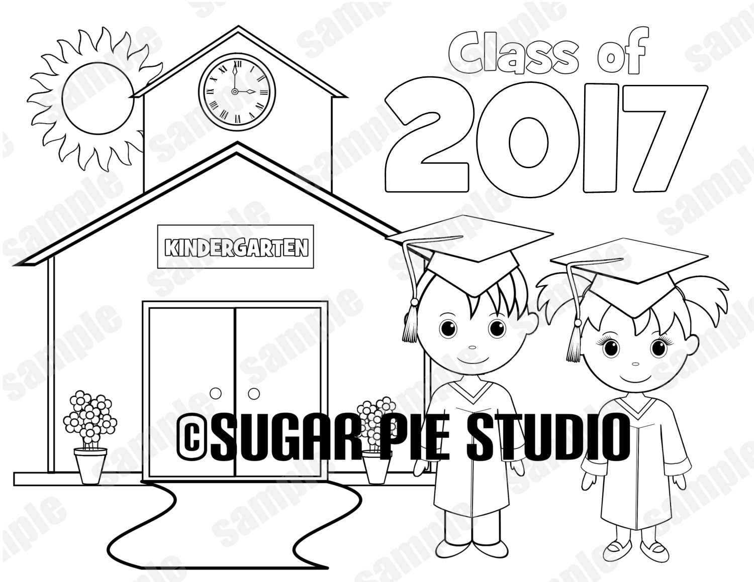 Printable kindergarten graduation any year favor kids coloring page