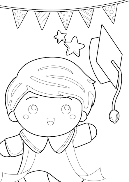 Premium vector coloring pages for kids a page kids graduation theme