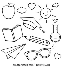 School classroom sketch icons vector black stockvektor royaltyfri