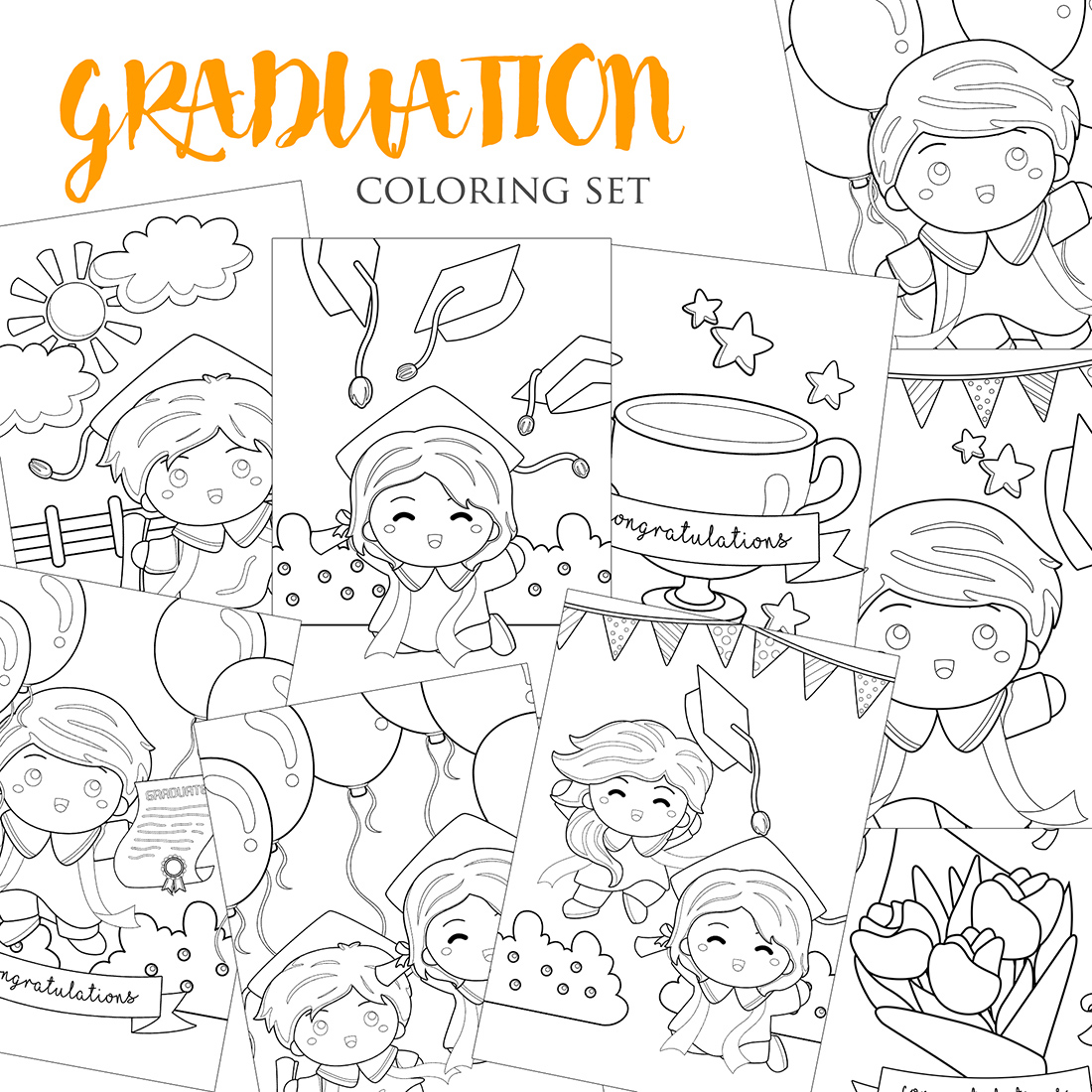 Happy kids celebration graduation party school coloring for kids and adult