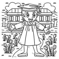 Graduation day coloring page for kids royalty free vector