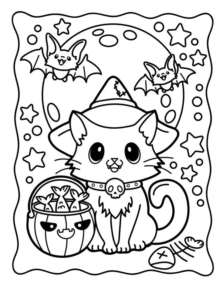 Halloween coloring pages for kids halloween cats collection