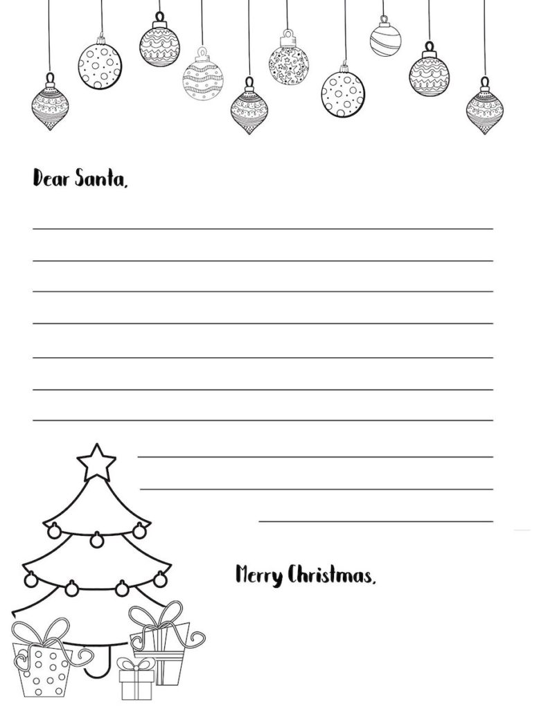 Free letter to santa template in black and white