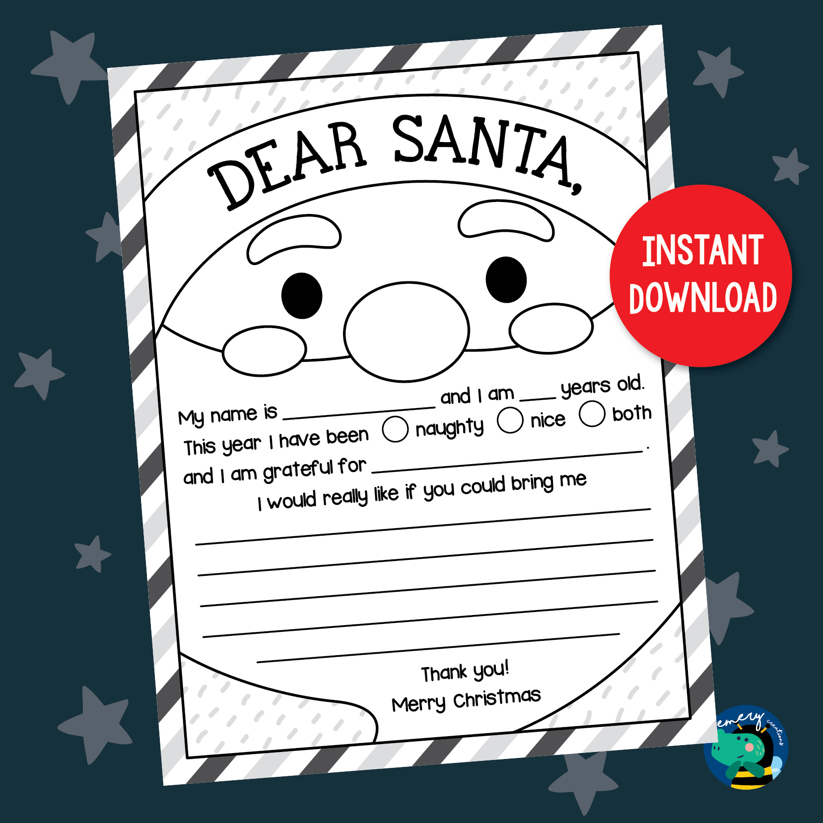 Letter to santa christmas wish list christmas letter printable for kids made by teachers