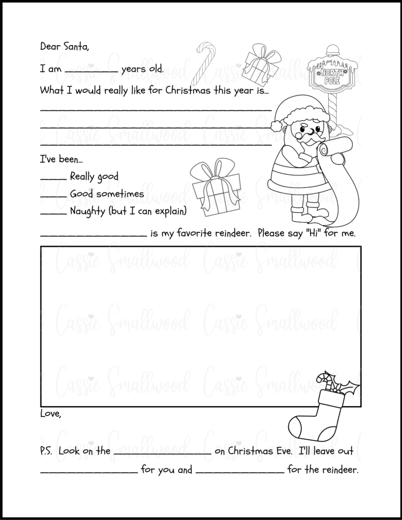 Cute letter to santa templates