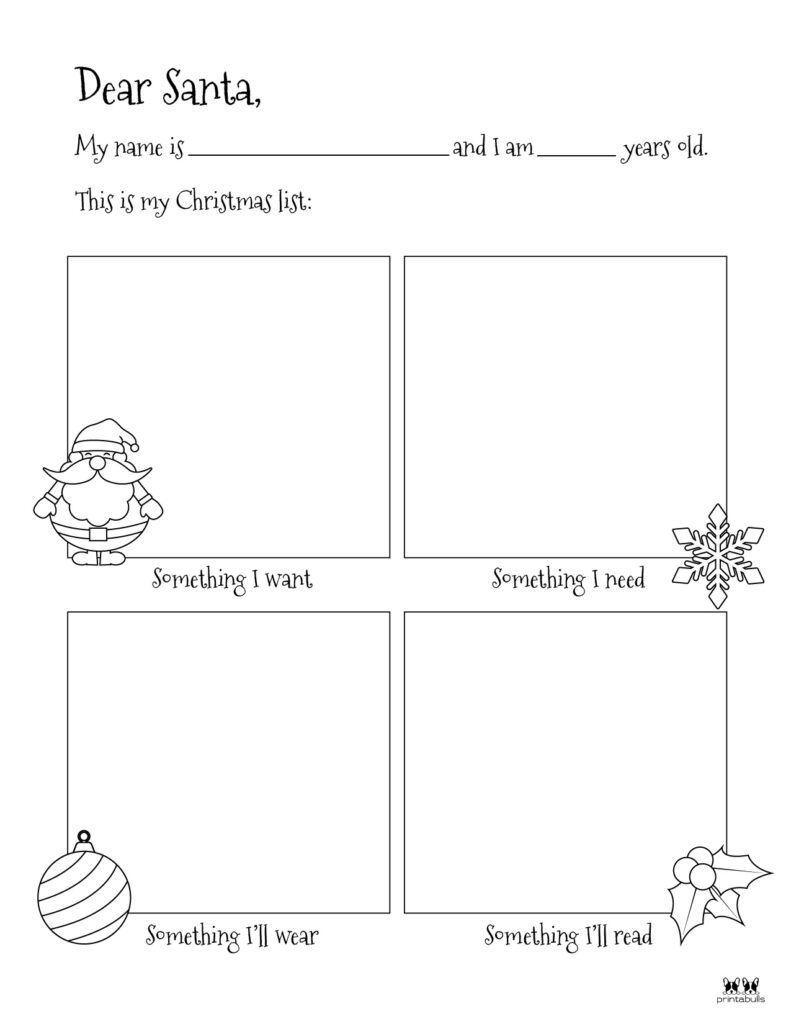 Dear santa letter printables