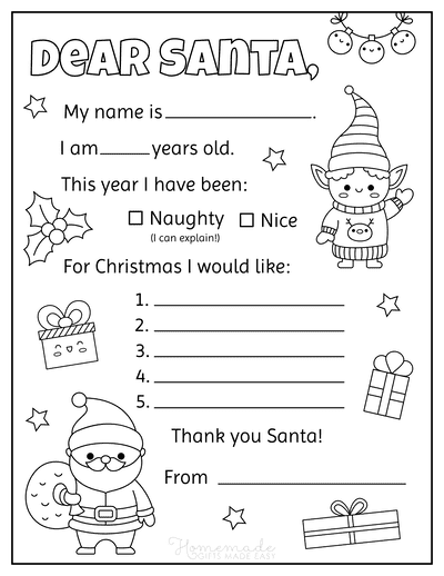 Free printable letter to santa templates