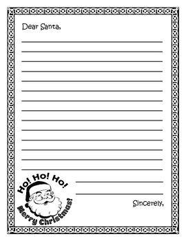 Letter to santa template black and white tpt