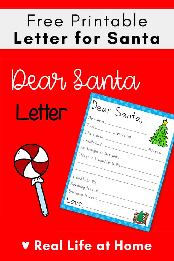 Free letter to santa printable template for kids to fill in