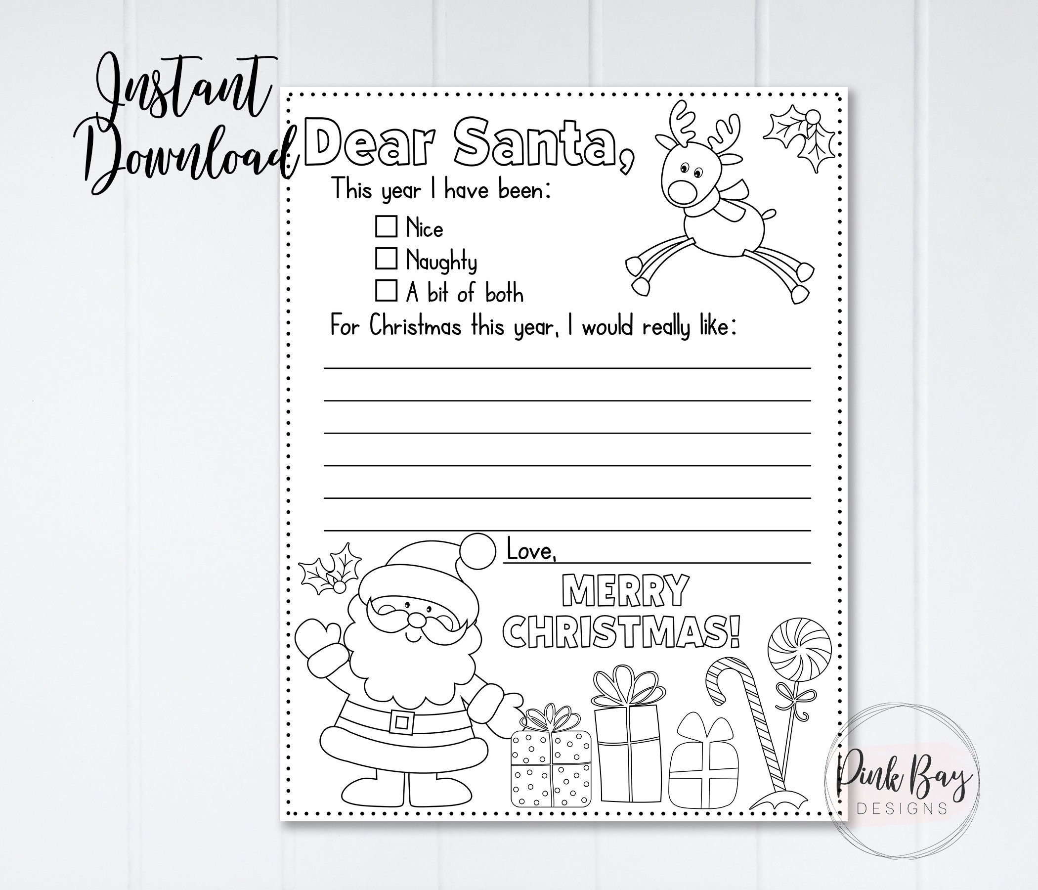 Letter to santa coloring page santa letter letter to santa kids letter to santa printable letter to santa christmas wish list santa download now