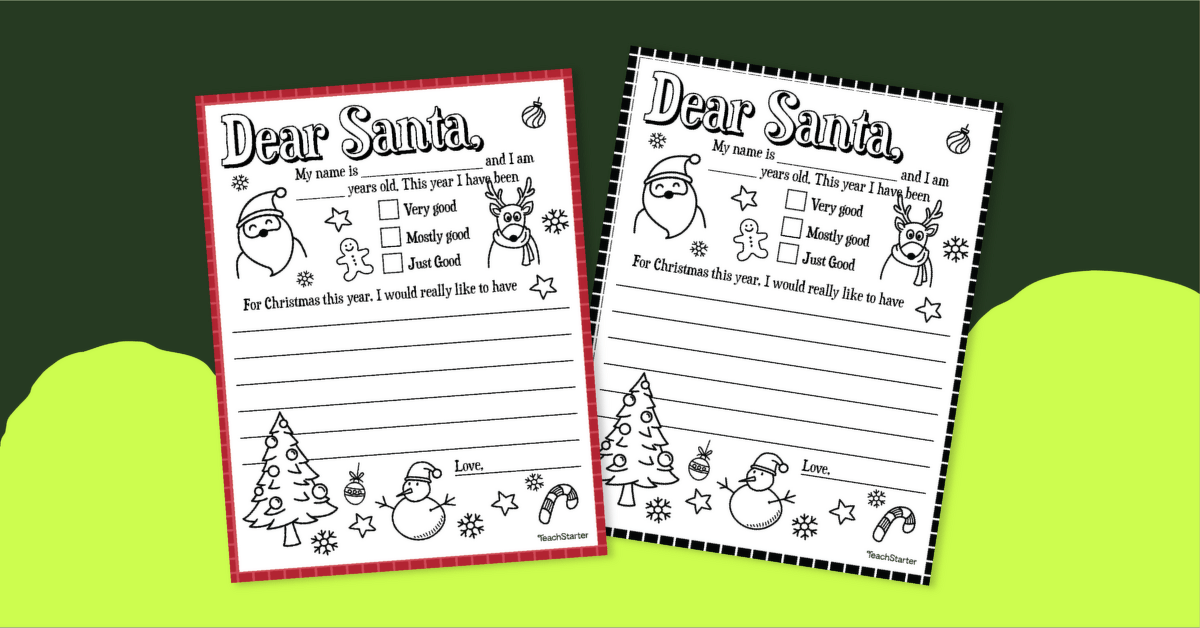 Letter to santa template teach starter