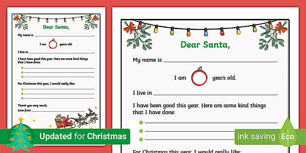 Printable letter to santa templates pdf nada