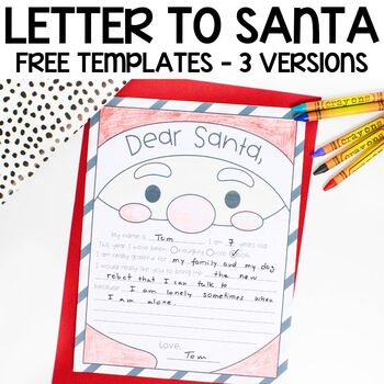 Letter to santa template black and white tpt