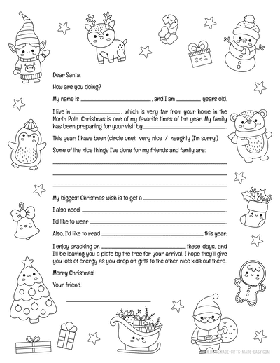 Free printable letter to santa templates