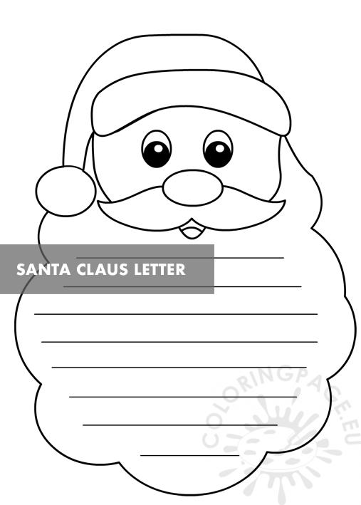 Santa claus letter template printable coloring page