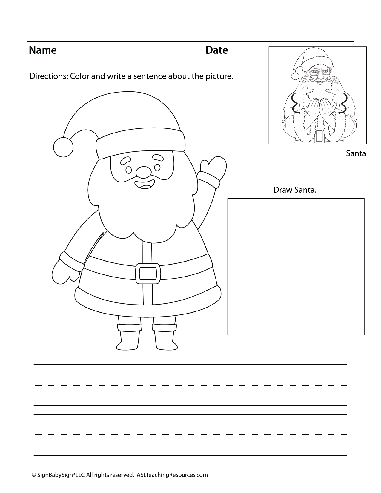 Christmas coloring pages asl