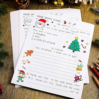 Spiareal set of color your own letter to santa christmas crafts for kids santa letters xmas paper stationary wish list coloring writing party favors x inches black and