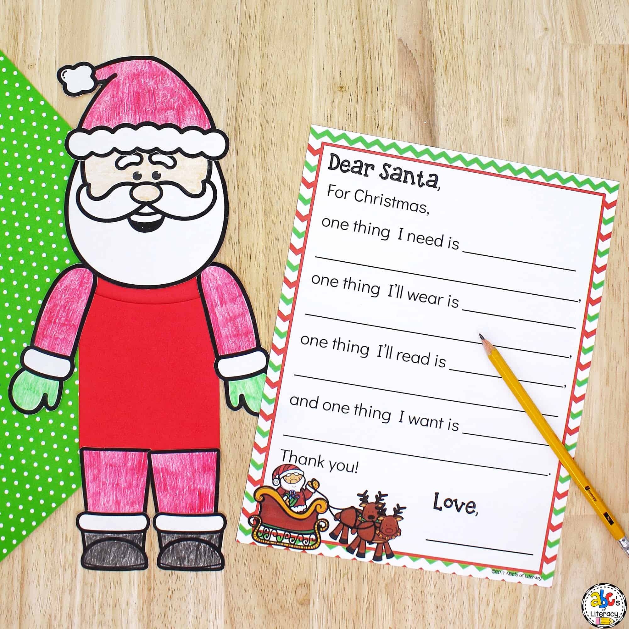 Letter to santa template holiday writing activity for kids