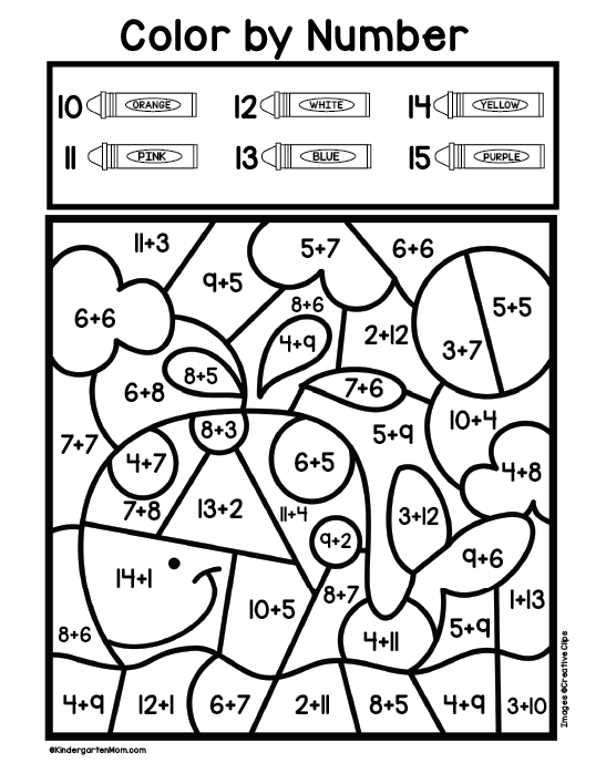 Addition color by number worksheets