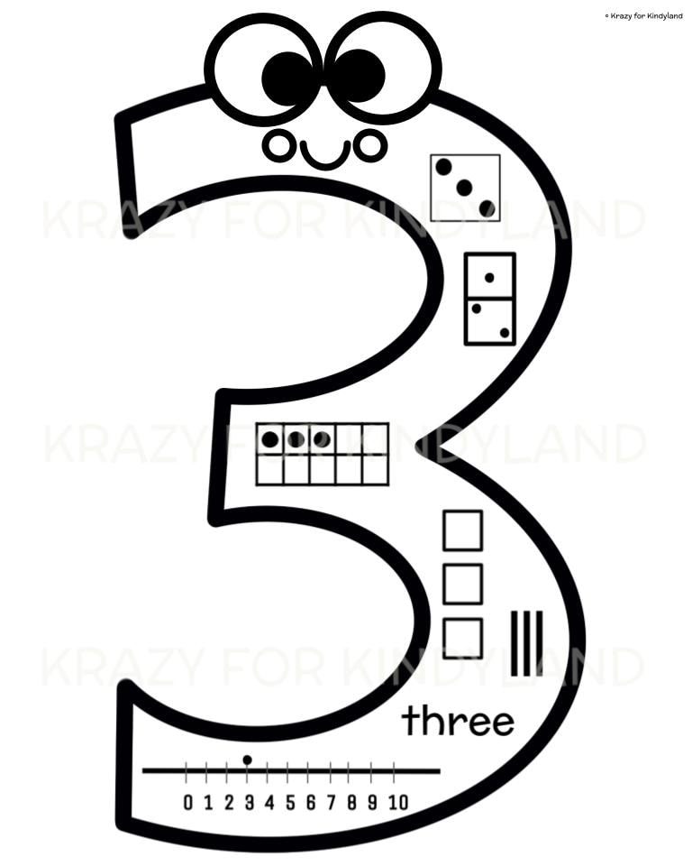 Number subitizing coloring pages for kindergarten math