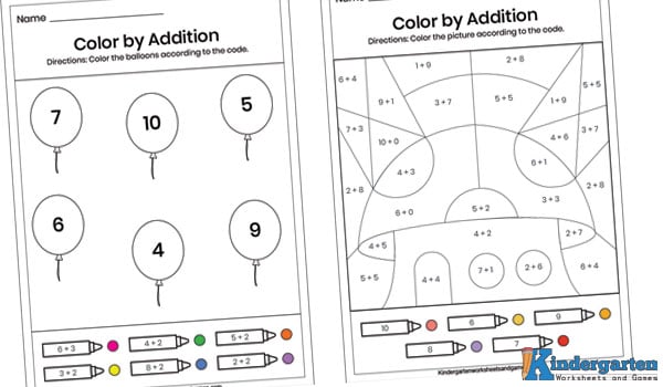 Free printable kindergarten math coloring worksheets