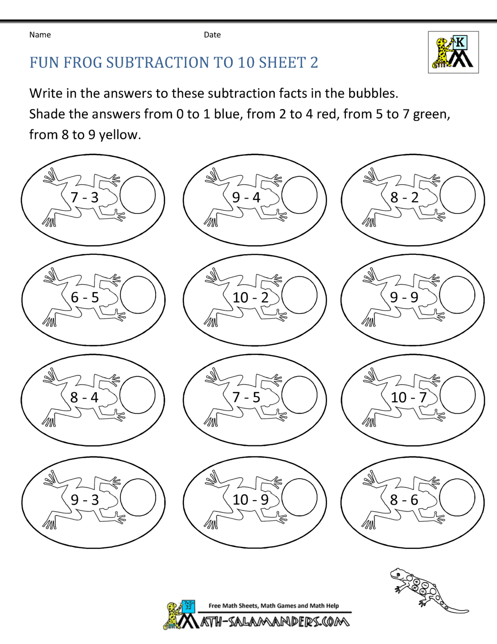 Addition subtraction to coloring sheets for kindergarten