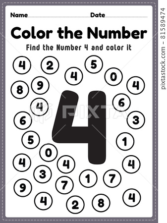 Kindergarten math worksheet number coloring