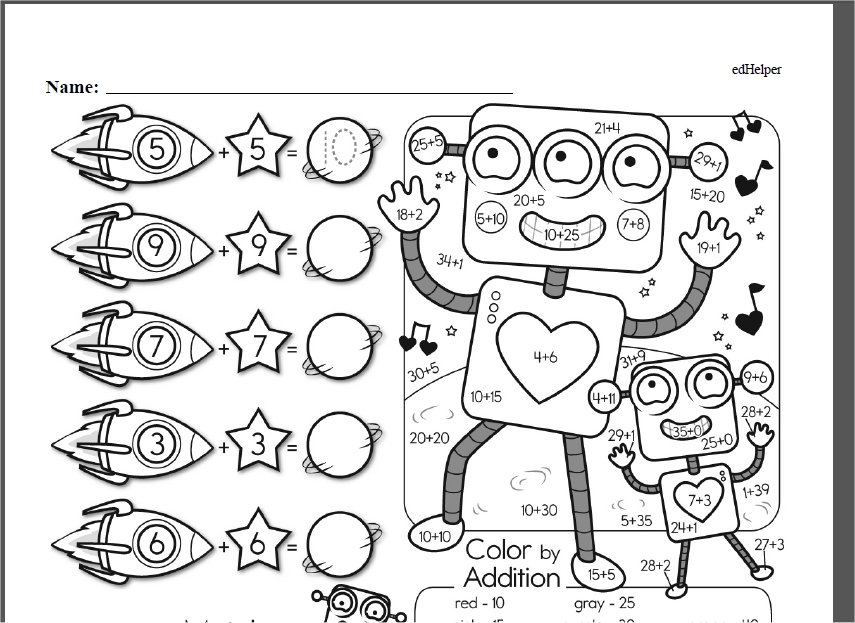 Coloring pages using math that you will want to print