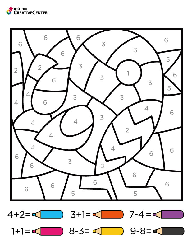 Free printable math coloring by number