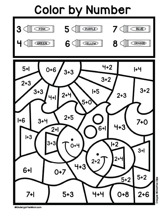 Addition color by number worksheets