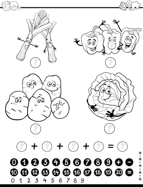 Premium vector maths activity worksheet coloring page