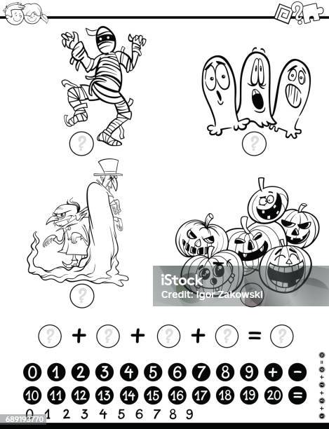 Maths activity coloring page stock illustration